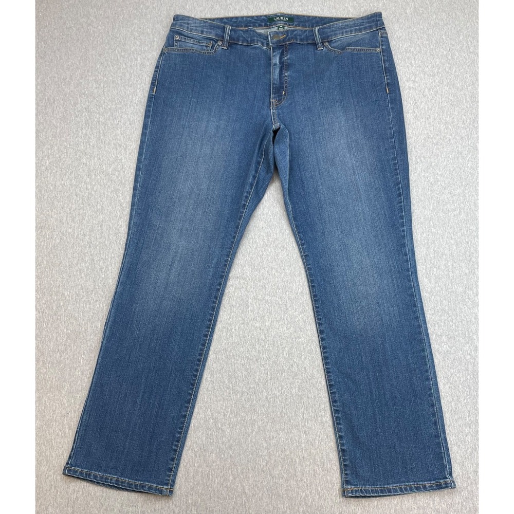 Lauren‎ Ralph Lauren Jeans Womens 16 Blue Cotton Blend Stretch Curvy Straight
